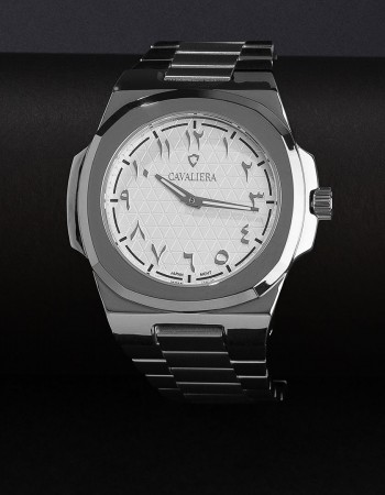 ساعة رجالية فضي ومينا ابيض ماركة كافاليرا CL34SW ساعة رجالية فضي ومينا ابيض ماركة كافاليرا CL34SW