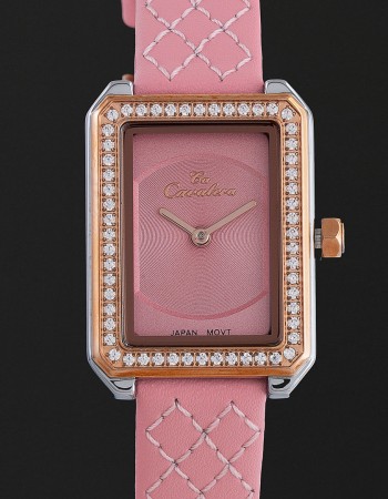 ساعة يد نسائية جلد بلون وردي CL18PP