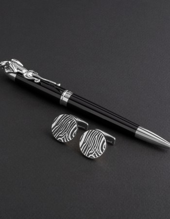 طقم قلم وكبك فضي اسود ماركة الدهنج D8022BS طقم قلم وكبك فضي اسود ماركة الدهنج D8022BS