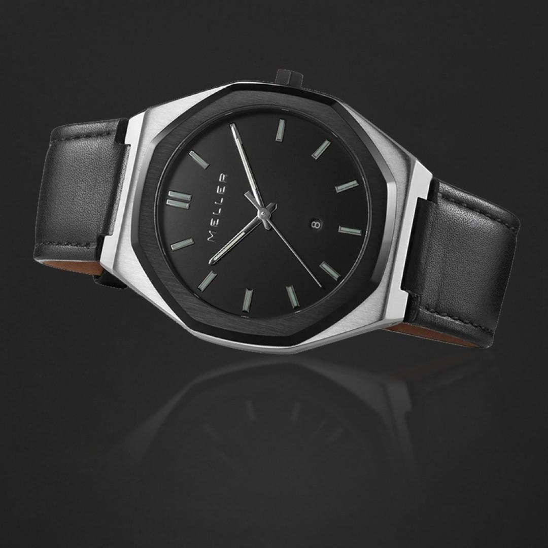 ساعة رجالية فخمه ميلر أسود ومينا أسود 8PN-1BLACK - Meller