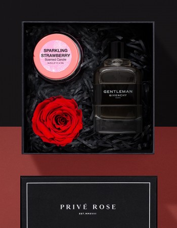 هدية وردة وشمعة مع عطر جيفنشي جينتل مان هدية وردة وشمعة مع عطر جيفنشي جينتل مان