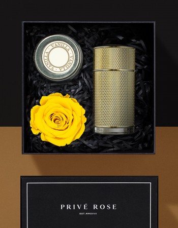 هدية عطر دنهل آيكون أبسولت مع وردة وشمعة هدية عطر دنهل آيكون أبسولت مع وردة وشمعة