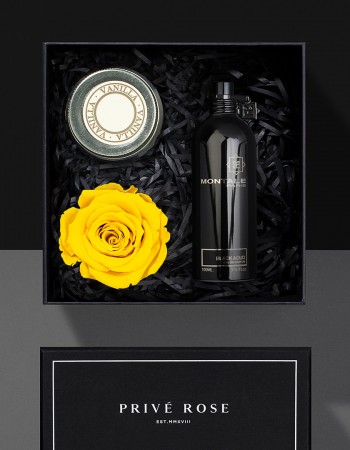 هدية عطر مونتال بلاك عود مع وردة وشمعة هدية عطر مونتال بلاك عود مع وردة وشمعة