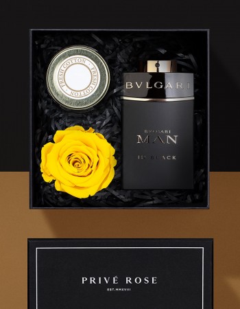 هدية عطر بولغاري مان إن بلاك مع وردة وشمعة هدية عطر بولغاري مان إن بلاك مع وردة وشمعة