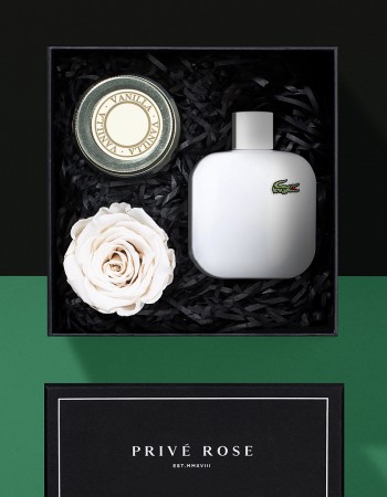 هدية وردة وشمعة مع عطر لاكوست إل 12 12 بلانك هدية وردة وشمعة مع عطر لاكوست إل 12 12 بلانك