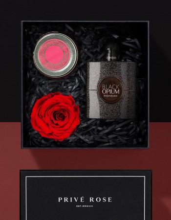 هدية عطر اف سان لوران بلاك أوبيوم مع وردة وشمعة هدية عطر اف سان لوران بلاك أوبيوم مع وردة وشمعة