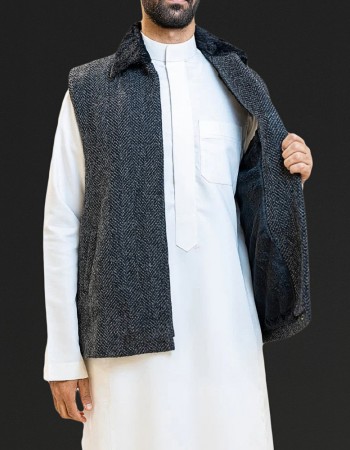 سديري رجالي صوف اسود H14