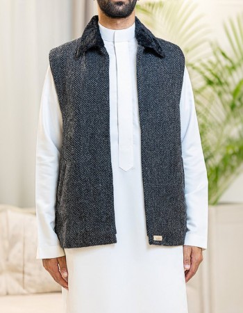 سديري رجالي صوف اسود H14