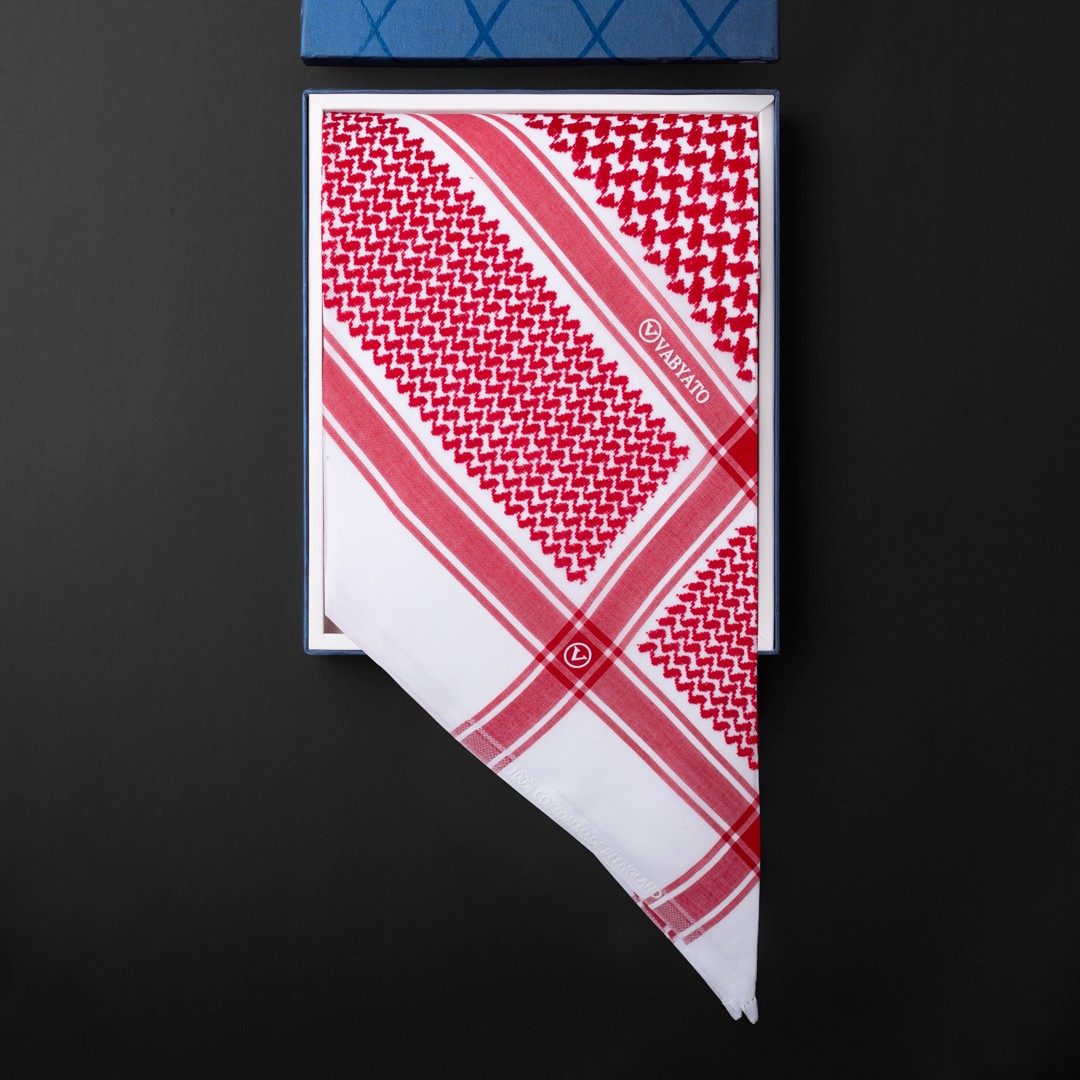 شماغ فابياتو احمر غامق انجليزي 2023 - VABYATO