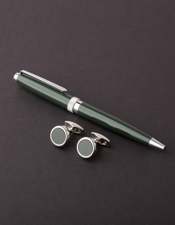 طقم قلم وكبك اخضر فضي ماركة سوادنس GS05 طقم قلم وكبك اخضر فضي ماركة سوادنس GS05