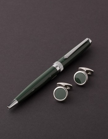 طقم قلم وكبك اخضر فضي ماركة سوادنس GS05 طقم قلم وكبك اخضر فضي ماركة سوادنس GS05