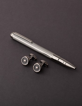 طقم قلم وكبك فضي غامق ماركة سوادنس MM09 طقم قلم وكبك فضي غامق ماركة سوادنس MM09