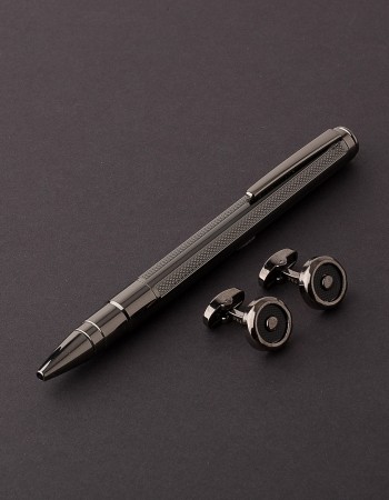 طقم قلم وكبك فضي غامق ماركة سوادنس MM09 طقم قلم وكبك فضي غامق ماركة سوادنس MM09