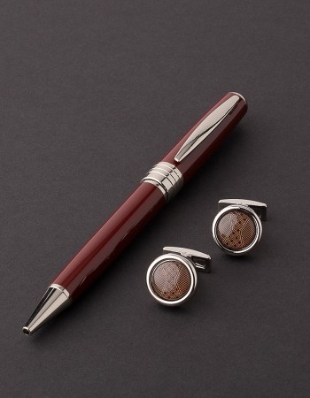 طقم قلم وكبك بني فضي ماركة سوادنس NS10 طقم قلم وكبك بني فضي ماركة سوادنس NS10