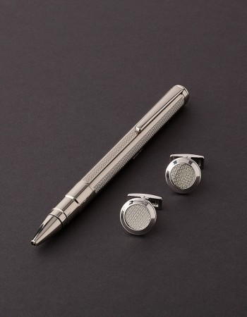 طقم قلم وكبك فضي ماركة سوادنس SS11 طقم قلم وكبك فضي ماركة سوادنس SS11