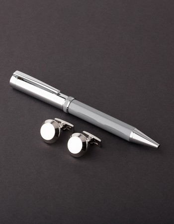 طقم قلم وكبك رمادي فضي ماركة سوادنس SY06 طقم قلم وكبك رمادي فضي ماركة سوادنس SY06