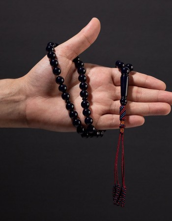 سبحة فخمة حجر بكلايت كحلي مع شكة تفصال 3K31